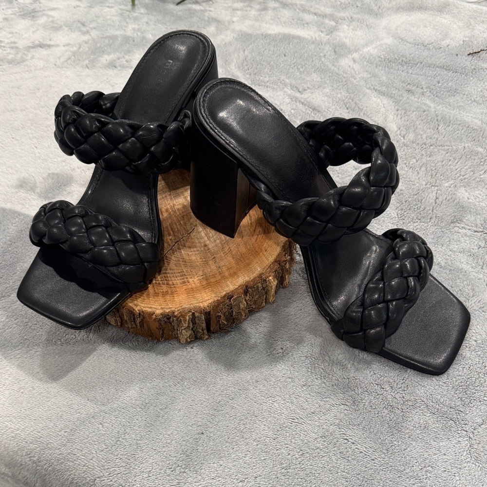 Chic Black Braided Women's Heels